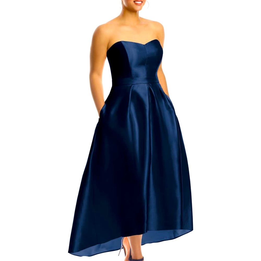 Alfred Sung High Low Navy Gown Sz 8